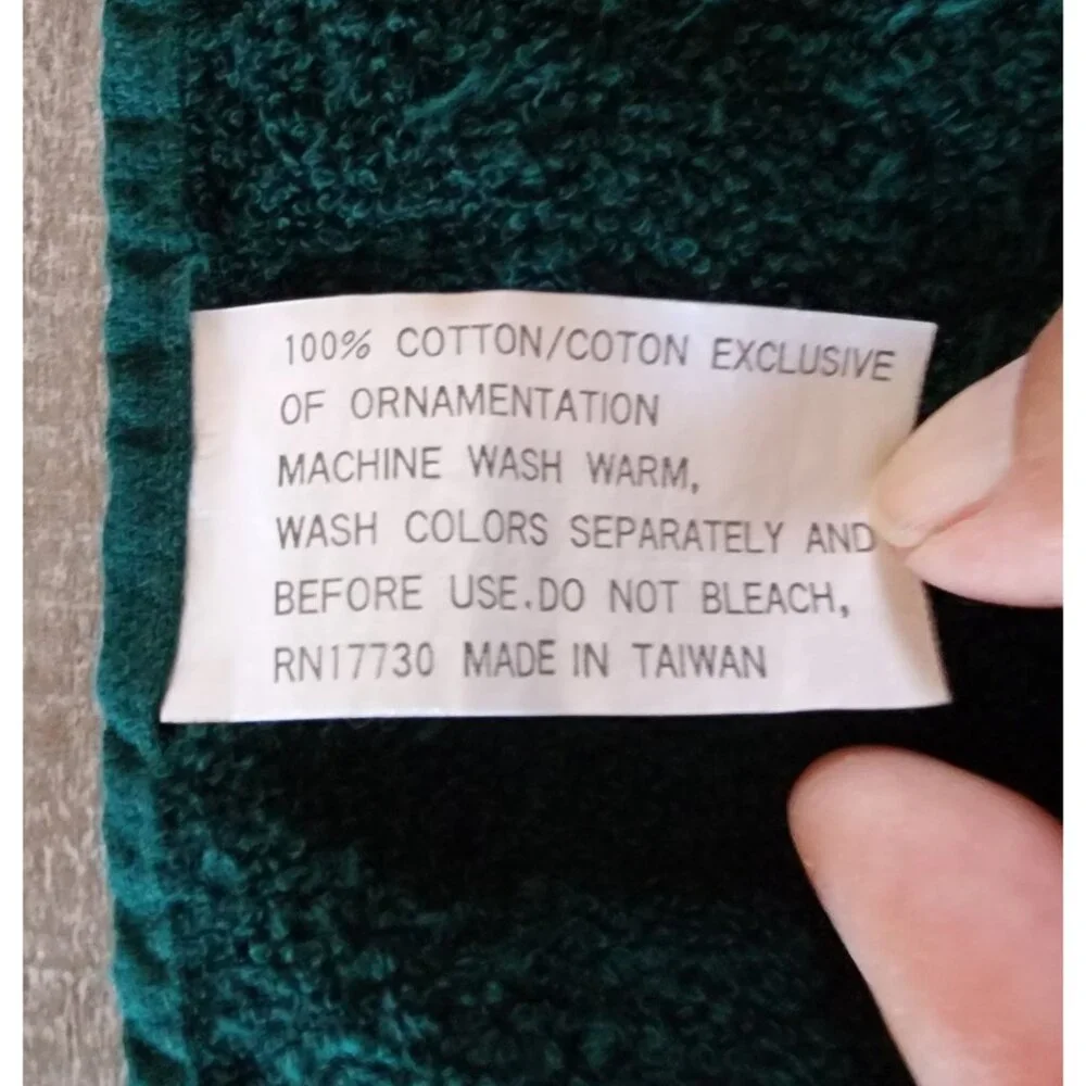 Set Of‎ 6 Embroidered Christmas Hand Towels Dark Green 100% Cotton 15